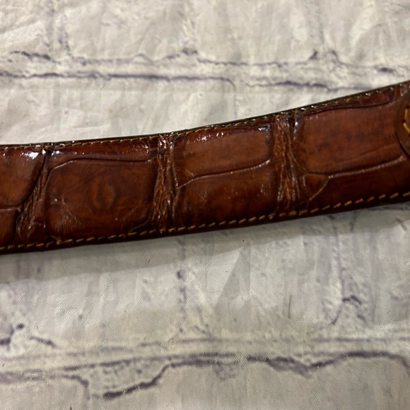 VEARI CROCODILE GENUINE LEATHER BROWN MENS BELT WITH GOLD TONE BUCKLE SIZE 36 - Picture 5 of 11